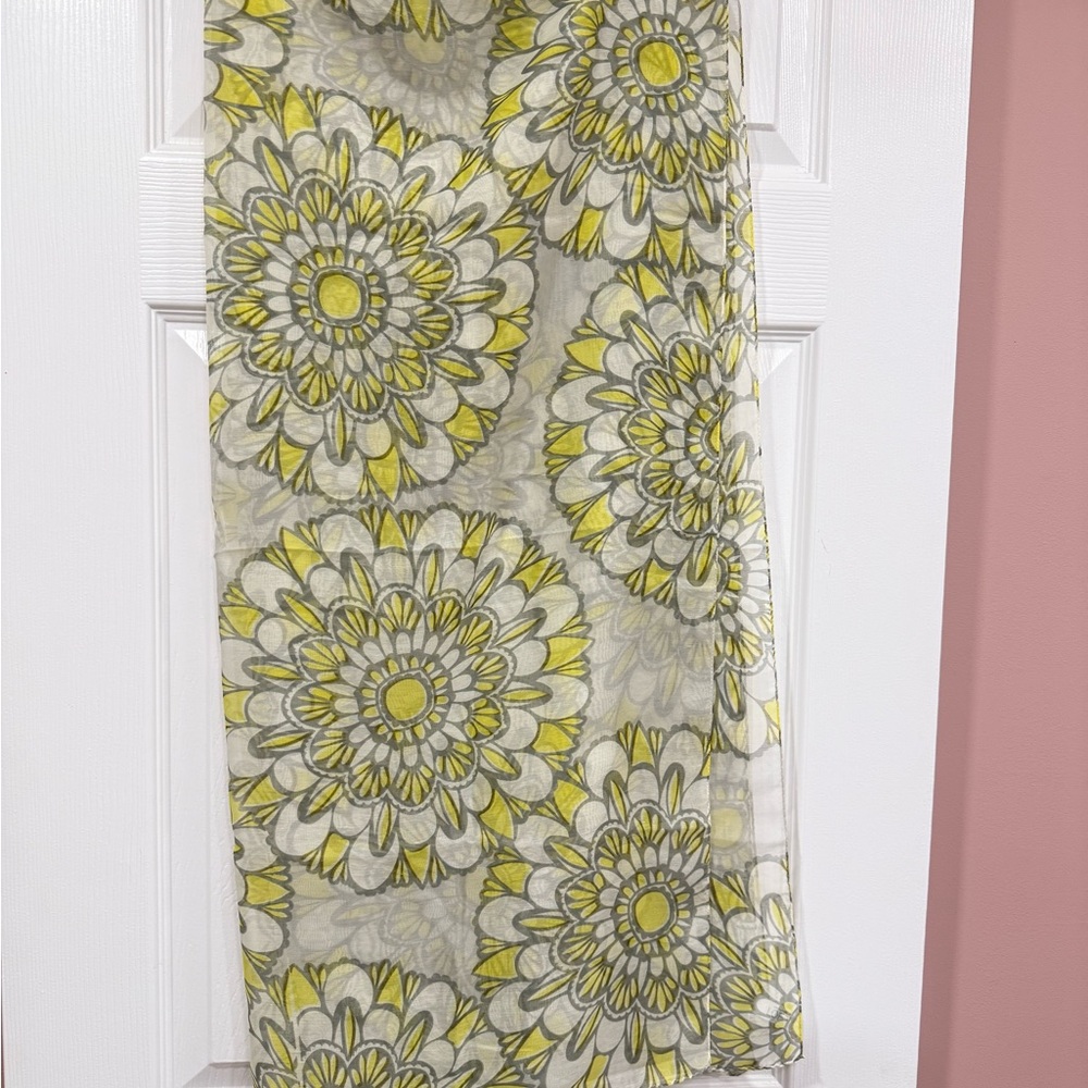 Ann Taylor LOFT Yellow and Gray Floral Scarf